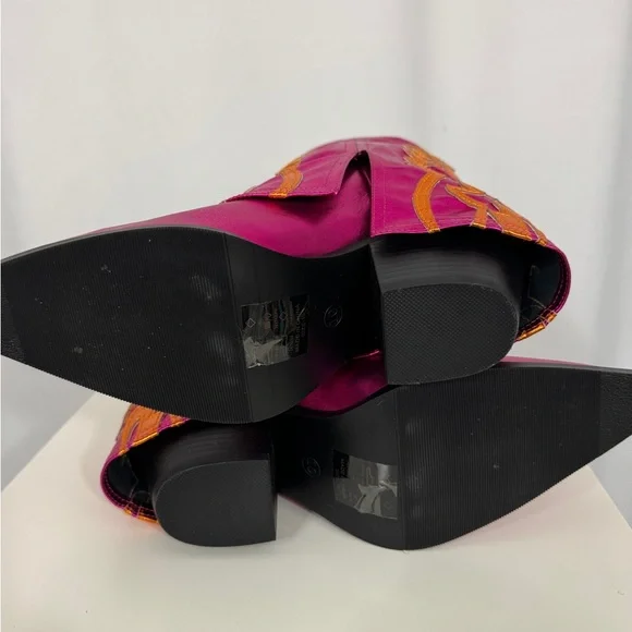 Azalea Wang New Boots Metallic Pink & Orange 10 - Picture 5 of 10
